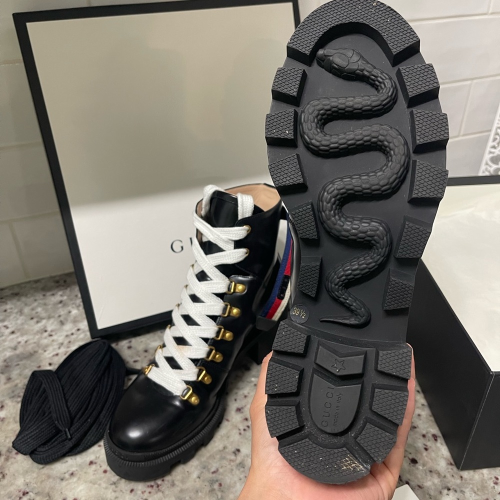 Gucci black leather ankle boot